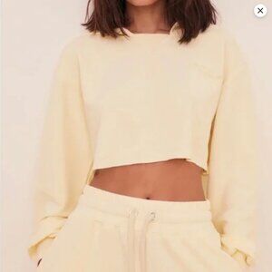 For Love and Lemon Leisure Yellow Crop Hoodie Sweatshirt (M) BNWT